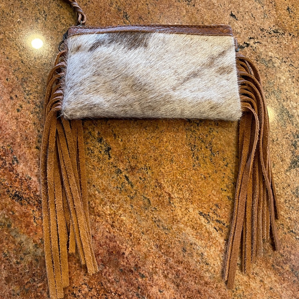 NEW! American Darling Genuine Leather Hide Fringed Wallet, Bag, Purse.